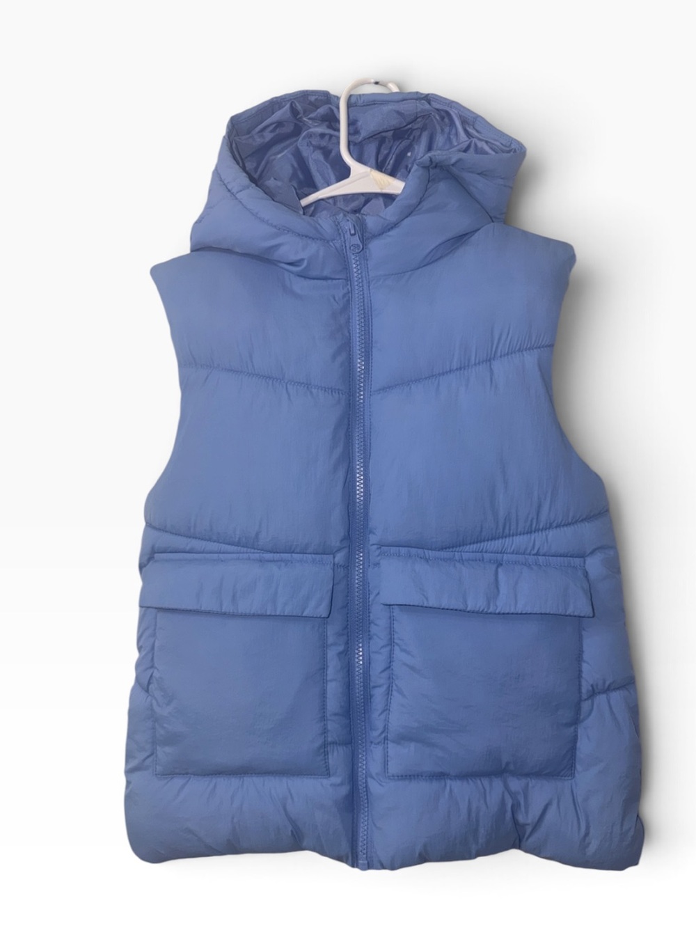 Primark Cares Light Blue Girls Kids Puffer Hooded vest Sz 11-12 yrs